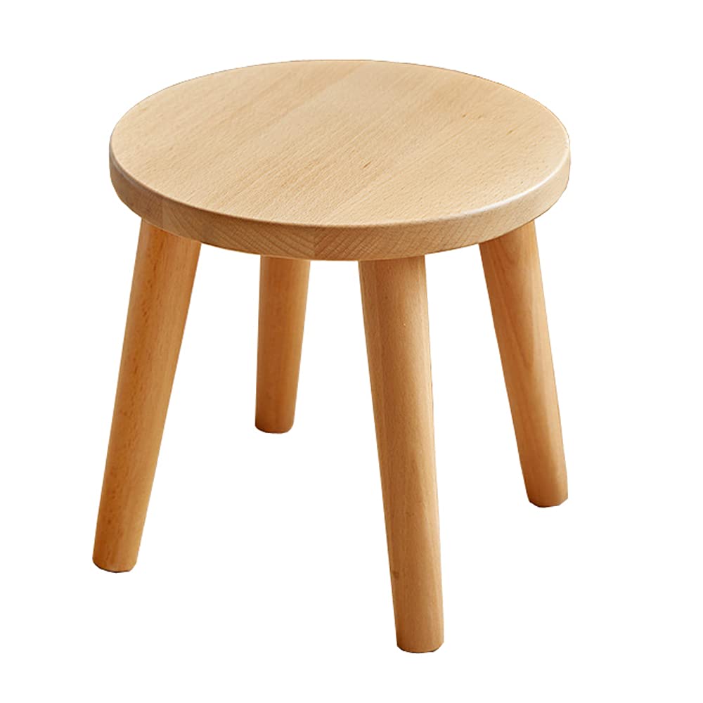 Natural Solid Wood Step Stool Plant Stand Round Footrest 10 inch Portable Detachable Legs Vanity Stool, Small (Roundstool-Natura